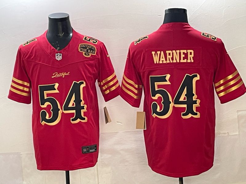 Men 2025 Nike San Francisco 49ers #54 Warner Red gold 5th generation Limited NFL Jersey 0064->san francisco 49ers->NFL Jersey